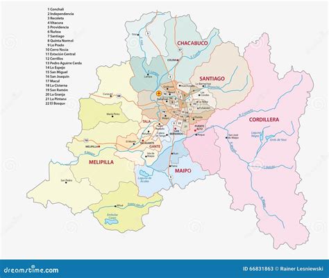 Santiago (Chile) Metropolitan Region Map Stock Illustration ...