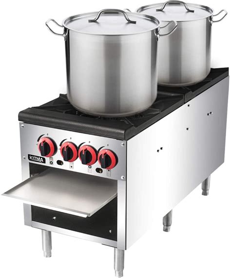 Commercial Countertop Pot Stove - KITMA Liquid Propane 2 Stock Pot Stove Range with 4 Manual ...