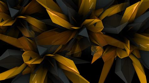 Download Polygon Gold Black Design Abstract Facets Abstract Black HD ...