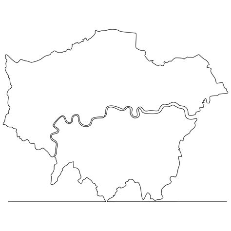 Continuous line drawing of map London City England vector line art illustration 14398319 Vector ...