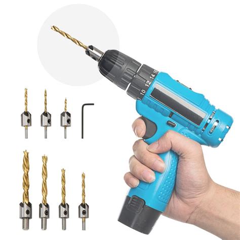 Countersink Drill Bit Set 8 Pieces Three Pointed High Speed Steel Drill with One Lwrench for ...