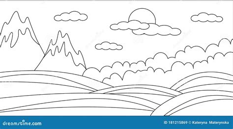 Printable Coloring Page for Adults with Mountain Landscape, Forest ...