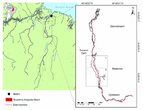 Study area. Map of the surveyed area in the Tocantins River ...