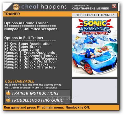 Sonic and All Stars Racing Transformed +1 Trainer Download, Screenshots