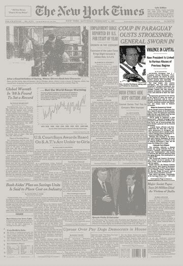 COUP IN PARAGUAY OUSTS STROESSNER; GENERAL SWORN IN - The New York Times