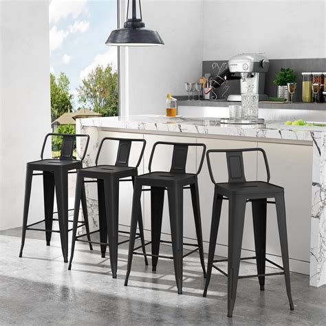 Apeaka 26 inch Metal Bar Stools Set of 4 Modern Counter Height Stools ...