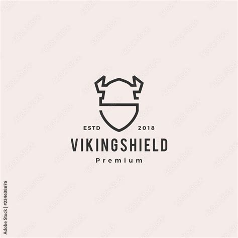 viking shield logo vector hipster retro vintage label illustration ...