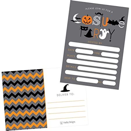 Amazon.com: 50 Black Halloween Pumpkin Invitations, Kids or Adults ...