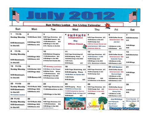 July 2012 Assisted Living Activities | Assisted living activities ...