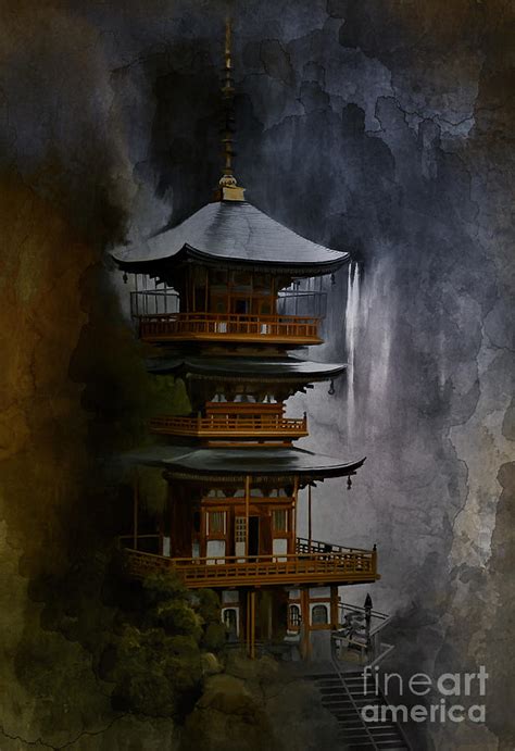 Japanese Temple. Digital Art by Andrzej Szczerski