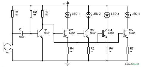 Simple Musical LEDs Circuit Diagram