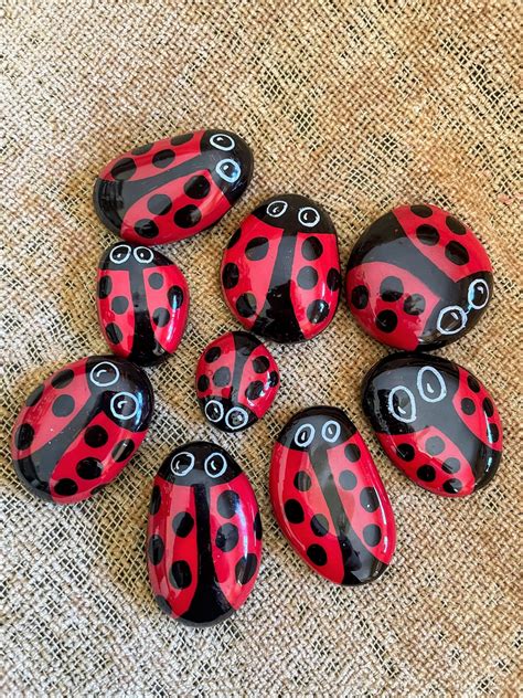 Ladybug Rocks, Garden Stones, Home Decor, Gardening Art, Garden Rock, Mother's Day Gift, Gift ...