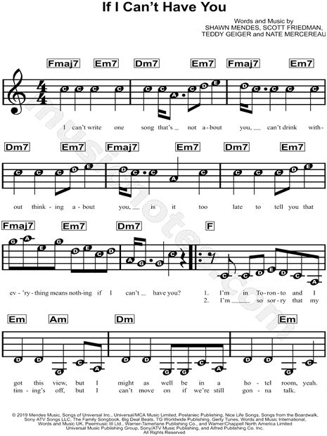 If I Can T Have You Piano Sheet Music