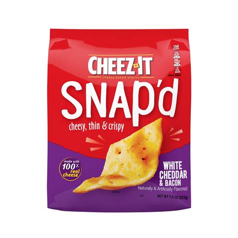 Cheez-It Snap'd White Cheddar and Bacon Cheesy Baked Snacks, 7.5 oz - Walmart.com