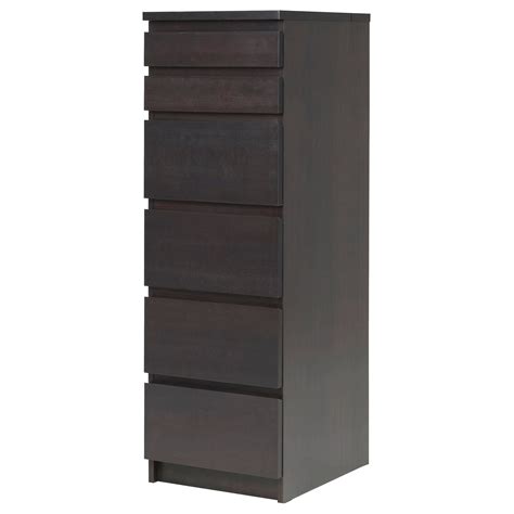 $179.99 MALM 6-drawer chest - black-brown/mirror glass - IKEA Ikea Malm Chest Of Drawers, High ...
