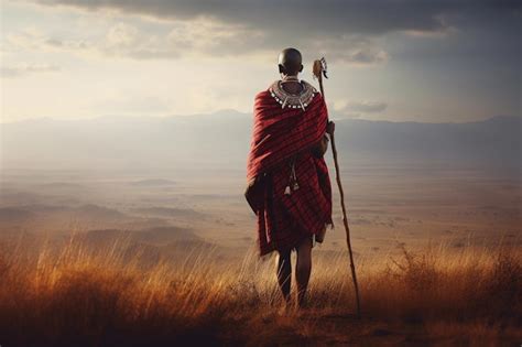 Premium Photo | Back view of a lone Maasai warrior