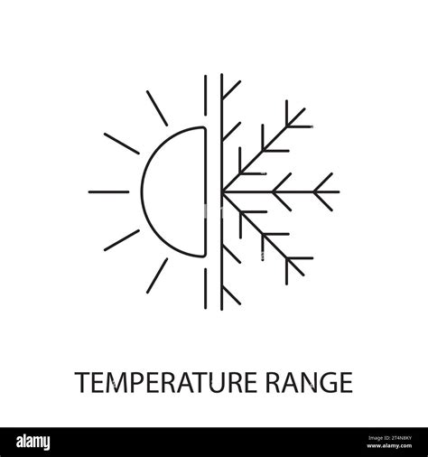 Temperature range line icon vector for food packaging, illustration of half sun and half ...