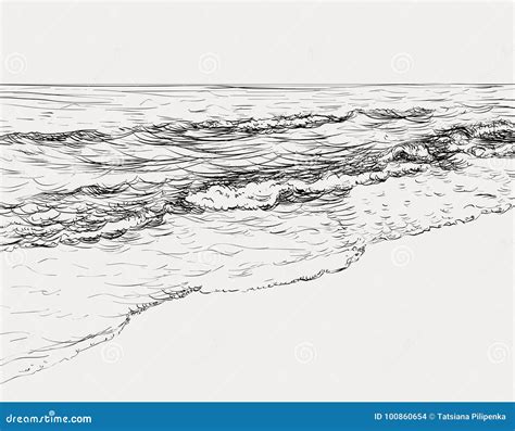 Seascape Pencil Drawing Vector Illustration | CartoonDealer.com #19977014