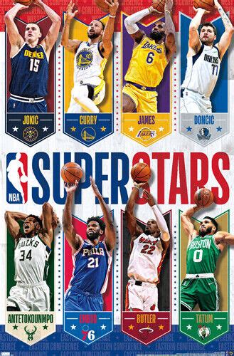 NBA SUPERSTARS 2023 22x34 Basketball POSTER LeBron, Curry, Jokic, Doncic, Tatum+ | eBay