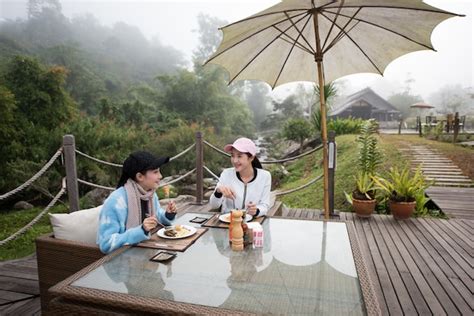 Premium Photo | Beautiful elegant on nature hotel terrace at resort restaurant