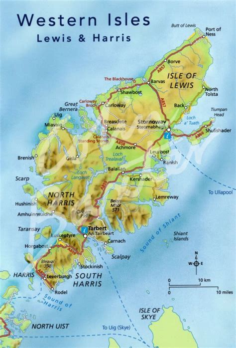 Map of Western Isles - Lewis & Harris Postcard (V Std CB) - Colin Baxter Photography