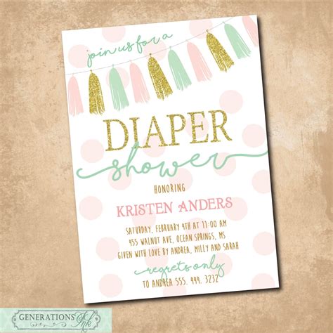 Diaper Shower Invitation/DIGITAL FILE/printable/wording can be