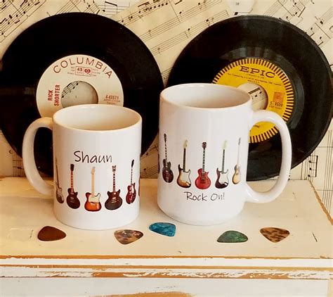 Personalized Electric Guitar Coffee Mug, Cup, Gift for Guitarist, Musician