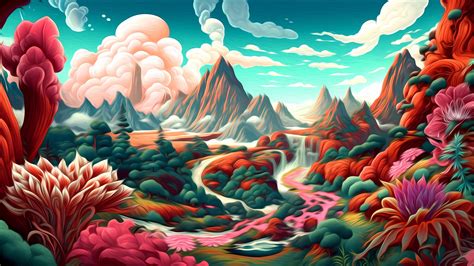 4K WALLPAPER: Aesthetic and Colorful Abstract Mountain Landscape : r ...