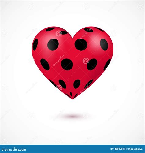 Vector Illustration of 3d Red Heart with Ladybug Colors. Stock Vector ...