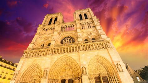 Download Sunset Sky Architecture Cathedral Church Religious Notre-Dame De Paris Notre Dame De ...