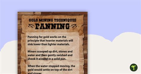 Gold Mining Methods | Teach Starter