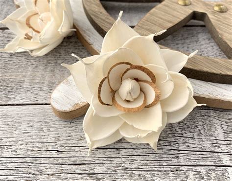 6 individual Sola Giselle Flowers in natural color. Sola wood flowers are made from tapioca ...