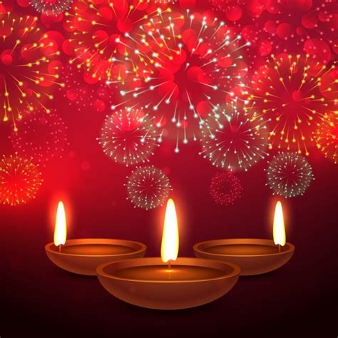 Free Vector | Red fireworks background of diwali