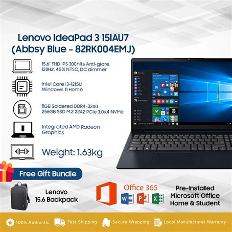 Lenovo IdeaPad 3 15IAU7 15.6" LAPTOP (Intel Core I3-1215U, 8GB+256GB ...