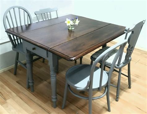 Vintage drop leaf dining table 4 chairs extending Victorian Rustic shabby chic | Shabby chic ...