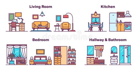 Different House Rooms Stock Illustrations – 402 Different House Rooms ...