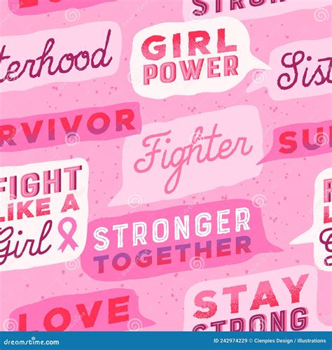 Breast Cancer Pink Fight Quotes Seamless Pattern Stock Illustration - Illustration of graphic ...