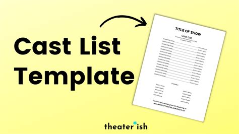 Theatre Template: The Cast List – Theaterish