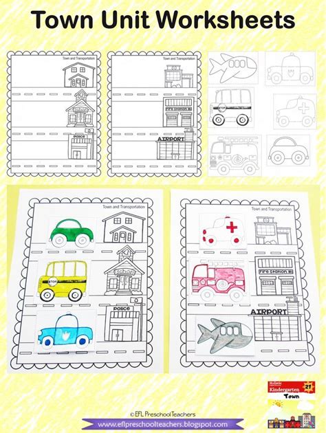 Town unit worksheets for kindergarten english language learner – Artofit