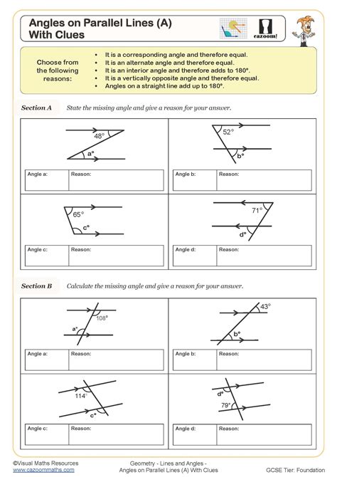 Parallel Lines And Angles Worksheet