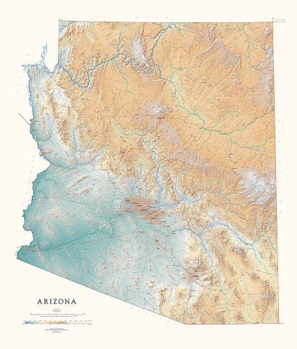 Arizona Elevation Map With Cities - United States Map States District