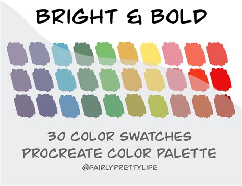 Bright & Bold Color Palette Procreate Palette Color Swatch - Etsy