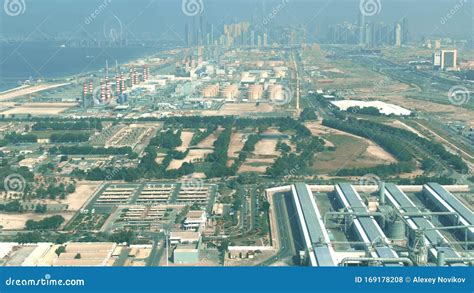 Aerial Shot of a Water Desalination Facility and a Power Plant in Dubai, United Arab Emirates ...