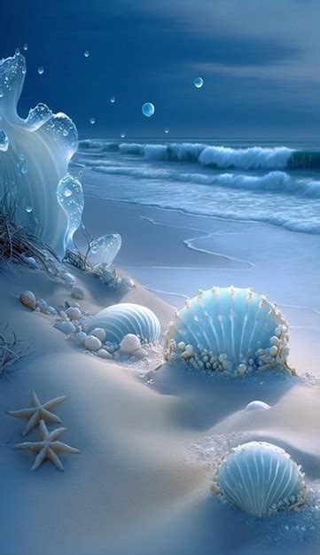 Premium AI Image | A blue sea shell is on the beach.