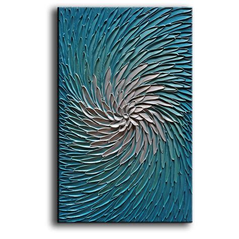 YaSheng Art - Contemporary Art Oil Painting on Canvas 3D Metallic Blue ...