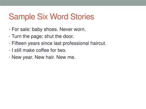 PPT - Six Word Stories PowerPoint Presentation, free download - ID:2778448