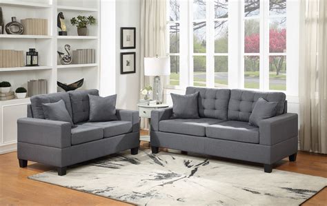 Grey Fabric Sofa & Loveseat Set