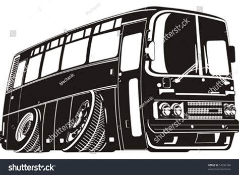 Vector Detailed Silhouette Cartoon Tourist Bus Stock Vector (Royalty ...