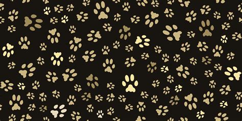 Pet footprints horizontal seamless pattern. Animal print. Gold prints ...