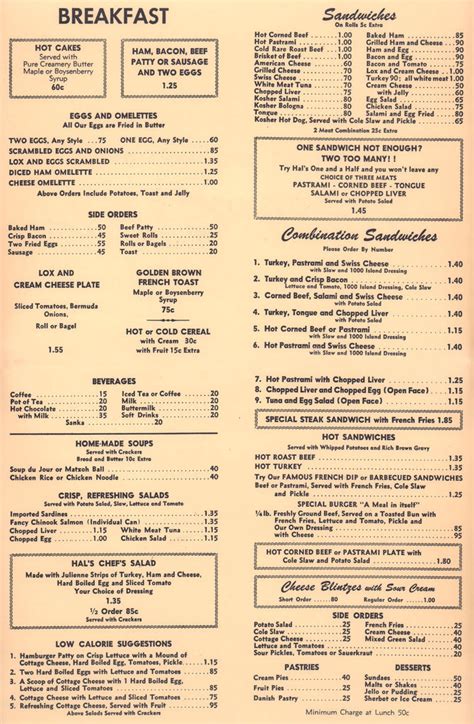 Desilu Cahuenga Studio Commissary, Hollywood 1960s – Vintage Menu Art